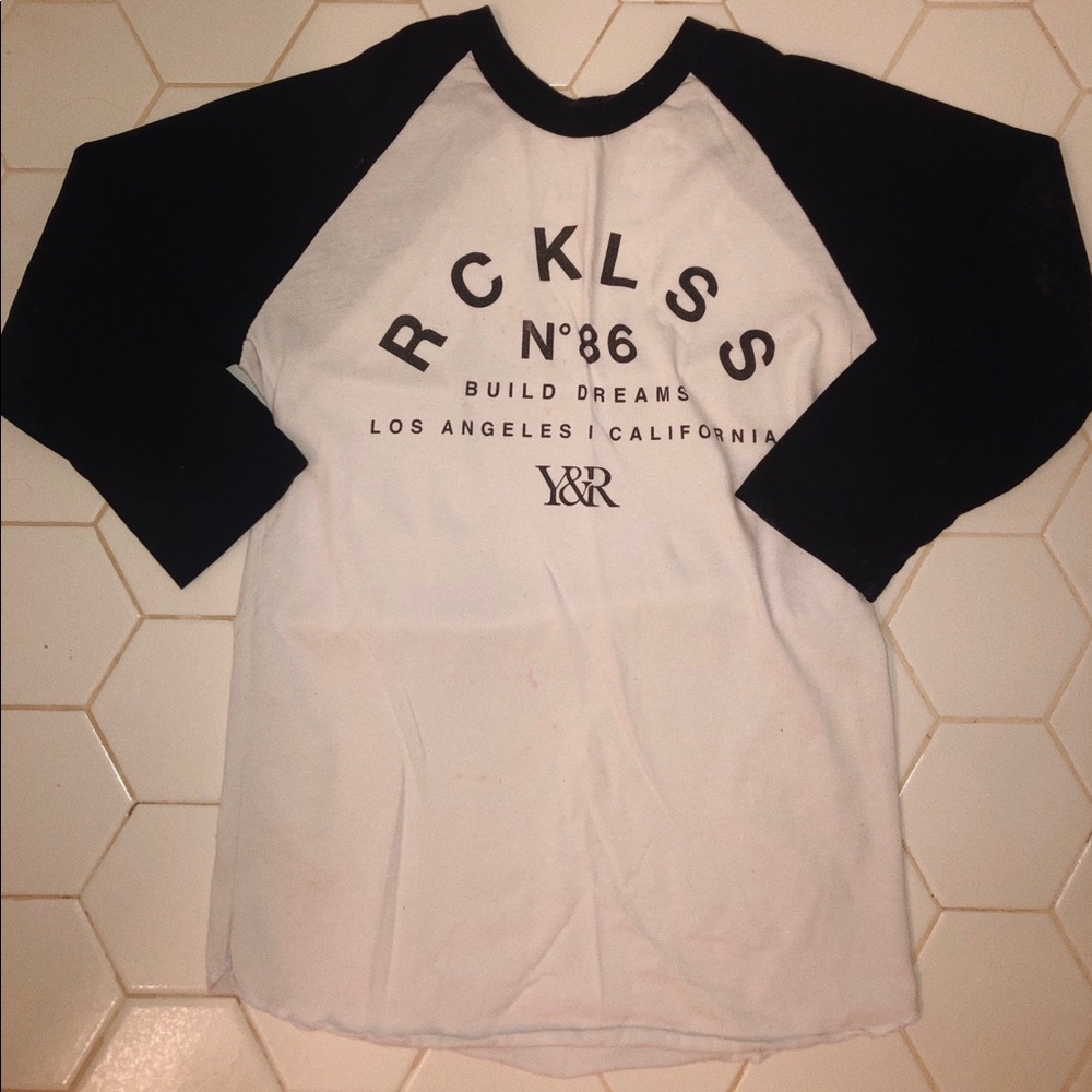 Black and white baseball tee
